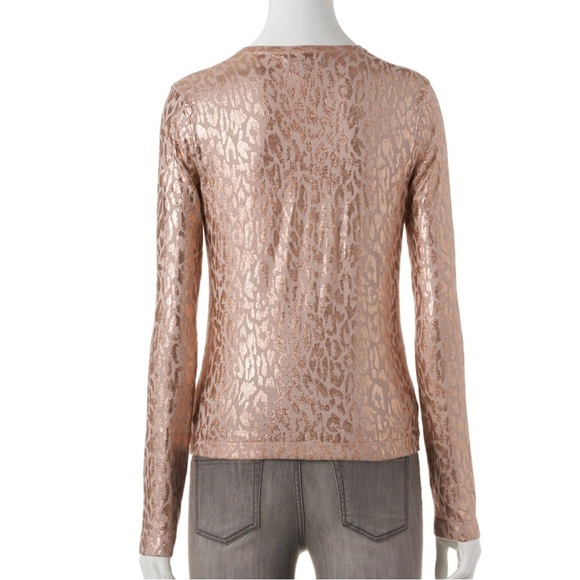 JENNIFER LOPEZ Rose Gold Foil Sweater, Size L, EUC - Picture 2 of 6